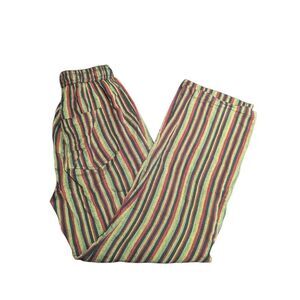 Earthbound Striped Red and Black Pull on with Tie Straight Leg Pant Women's Size